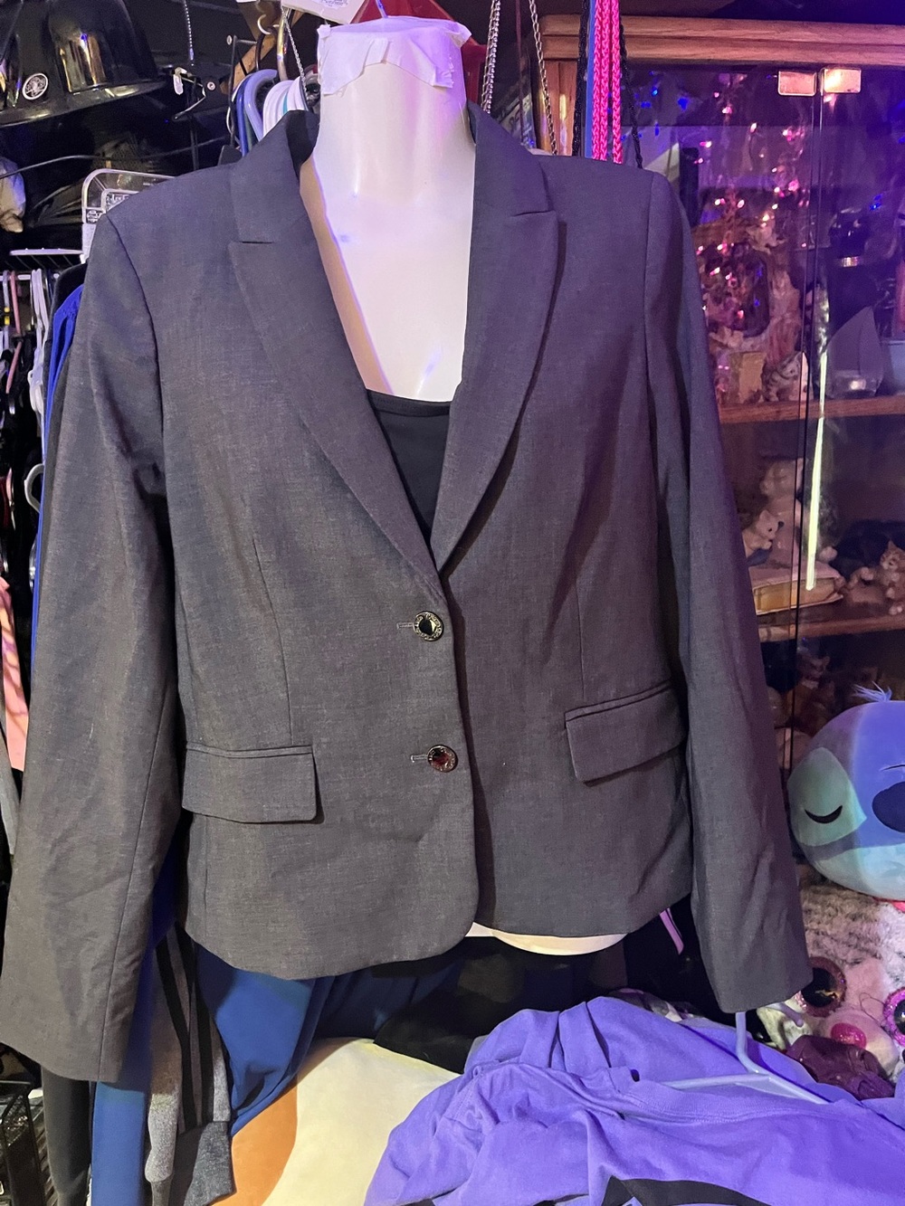 Calvin Klein Gray Single Breasted Two Button Blazer Suit Jacket